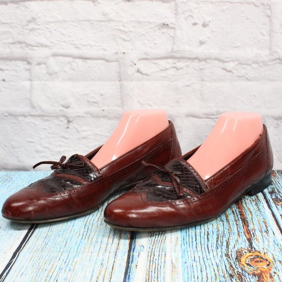 Men's Brown Woven Leather Casual Italian Loafer Dress Shoe Size 11 M - Picture 2 of 9